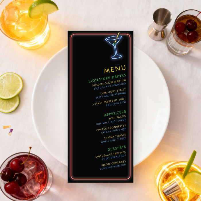 Neon Cocktail Party Invitation Adult Birthday Night Party