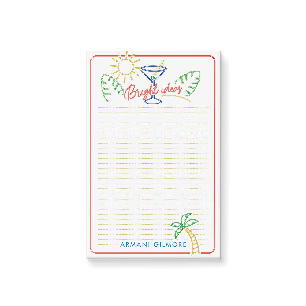 Personalized Cocktail Notepad Neon Tropical Party Favor