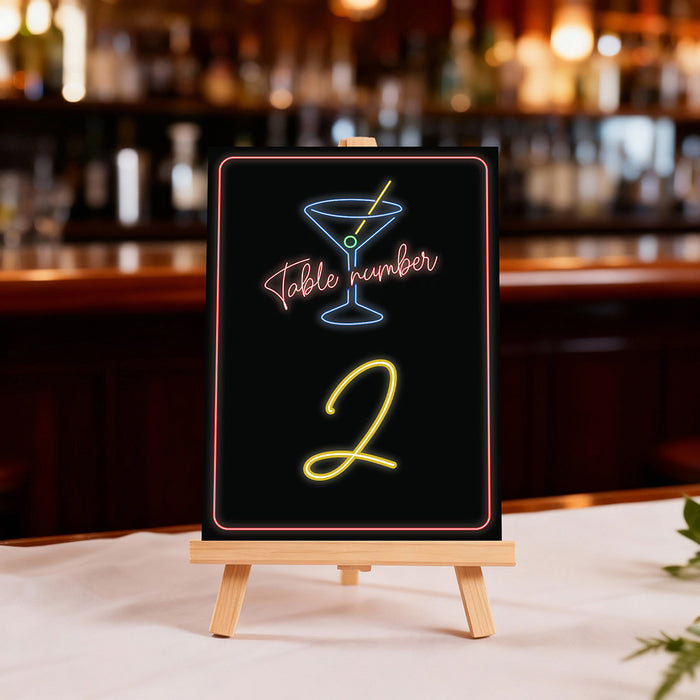 Neon Cocktail Party Invitation Adult Birthday Night Party
