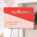 Personalized coral and blush pink 21st birthday welcome sign with gold lettering