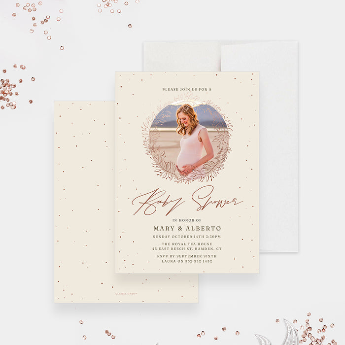 Baby Shower Invitation with Photo of the Mom To Be, Baby Shower Invitations with Picture, Expecting Mom Party Invites