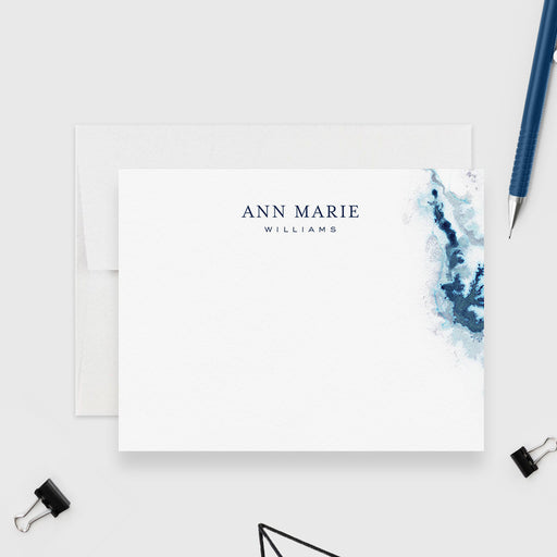 Agate rock personalized note card featuring crystal design for men or women