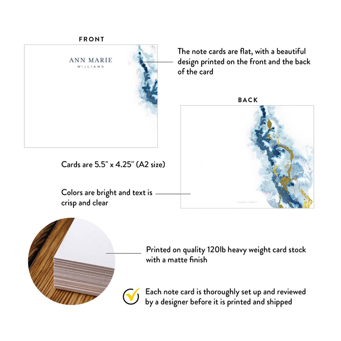 Agate rock personalized note card featuring crystal design for men or women