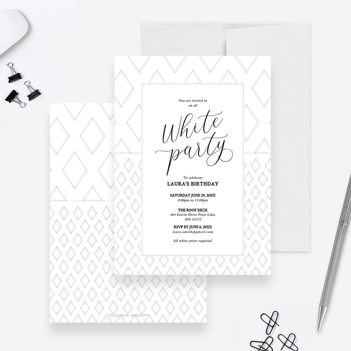 All White Party Invitation Template Digital Birthday Invite