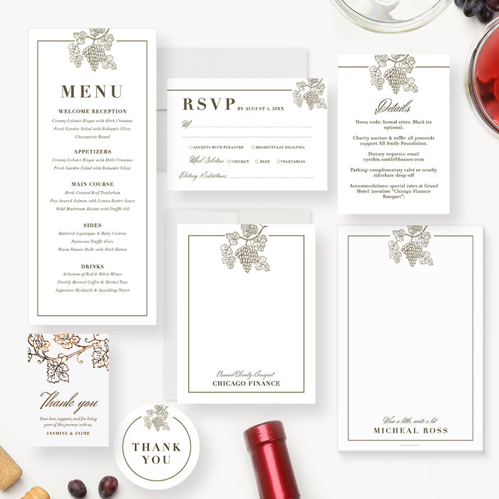 Annual Charity Banquet Invitation Elegant Wine Theme Design