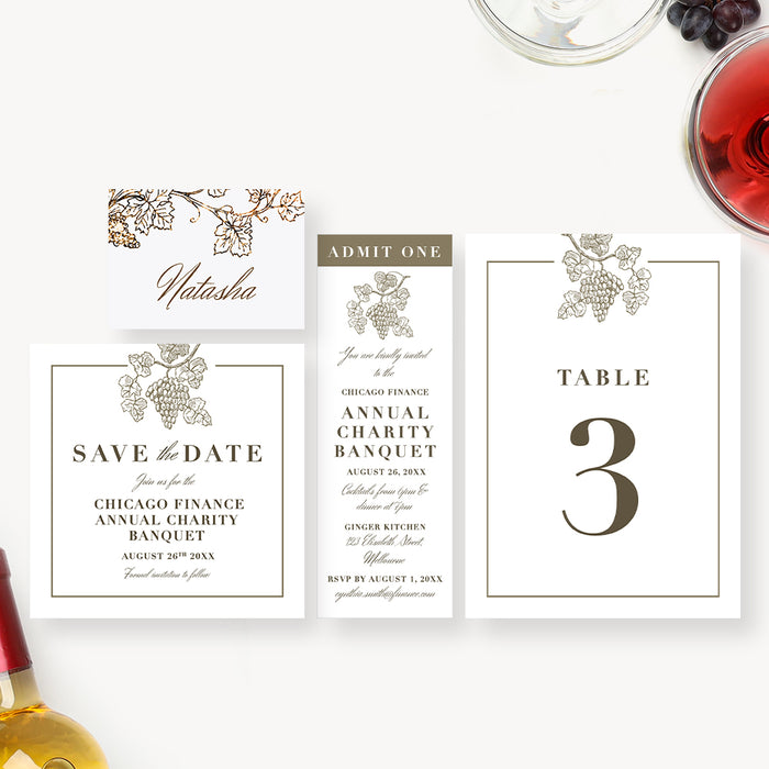 Annual Charity Banquet Invitation Elegant Wine Theme Design