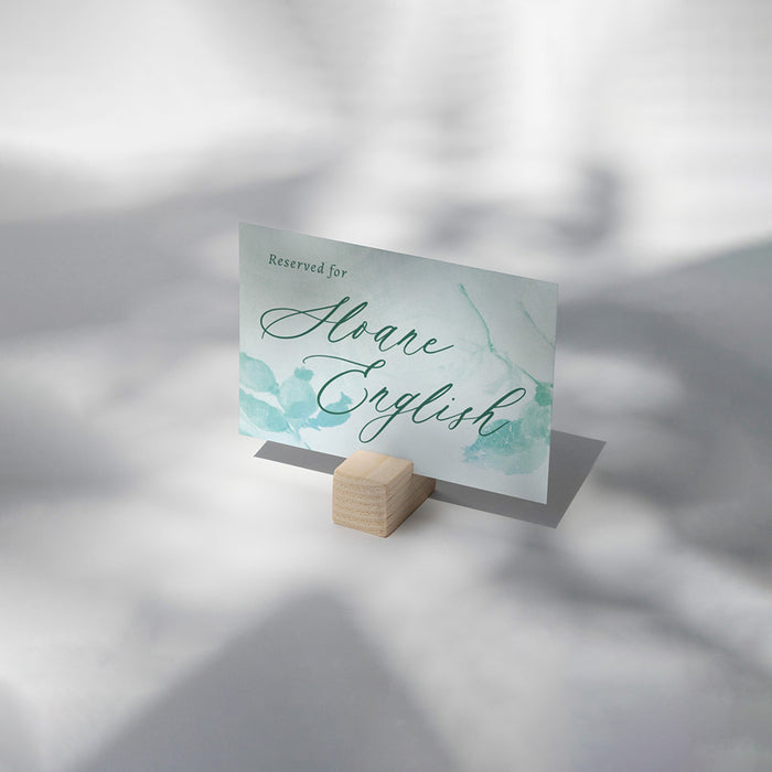 Personalized Aqua Watercolor Greenery Wedding Invitation
