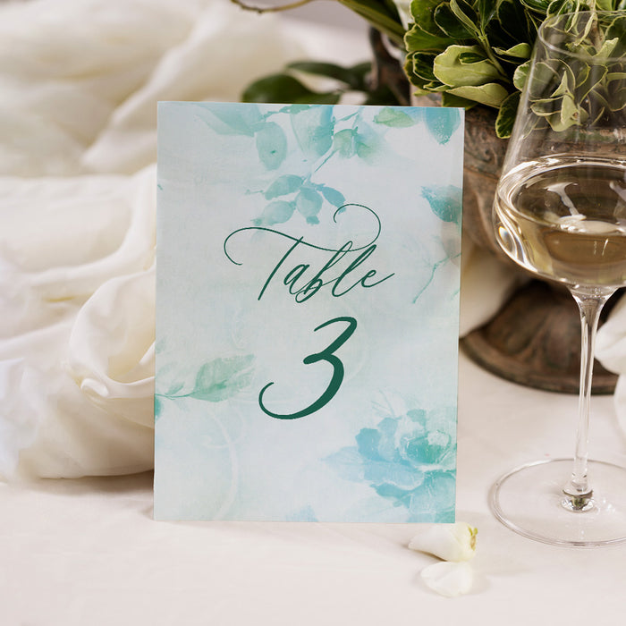 Personalized Aqua Watercolor Greenery Wedding Invitation