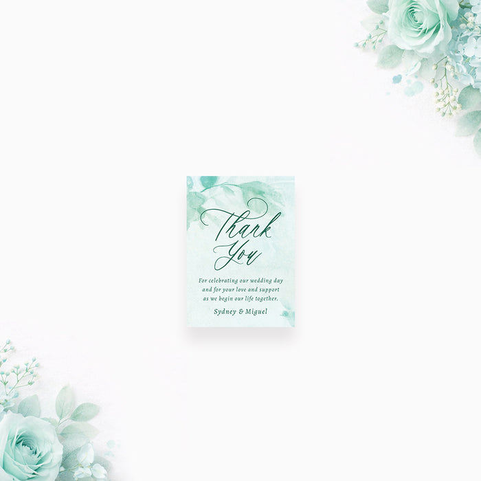 Personalized Aqua Watercolor Greenery Wedding Invitation