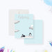 Personalized kids' thank you card featuring an adorable penguin, seal, and polar bear on icebergs-front-back