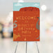 outback adventure birthday welcome sign with kangaroo emu and desert scene for kids party