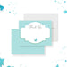 Baby shower thank you card with green blue gingham pattern and baby stroller icon-front-back