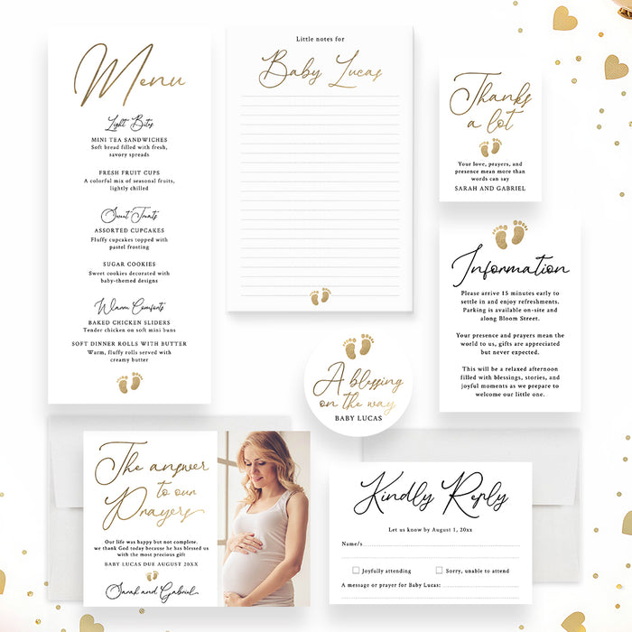 Personalized Baby Shower Invitation with Baby Footprints