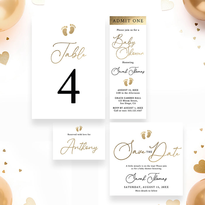 Personalized Baby Shower Invitation with Baby Footprints