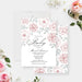 Baby shower invitation featuring a pink flower illustrations-front-back