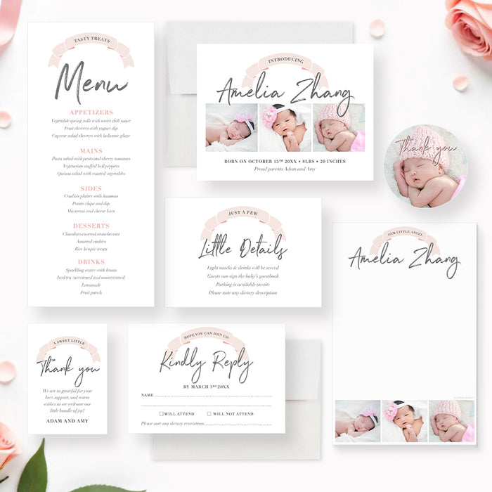 Personalized Baby Shower Invitation Blush Pink Theme for Girls