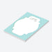 Personalized baby shower notepad with green blue gingham border and custom name-side