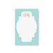 Personalized baby shower notepad with green blue gingham border and custom name