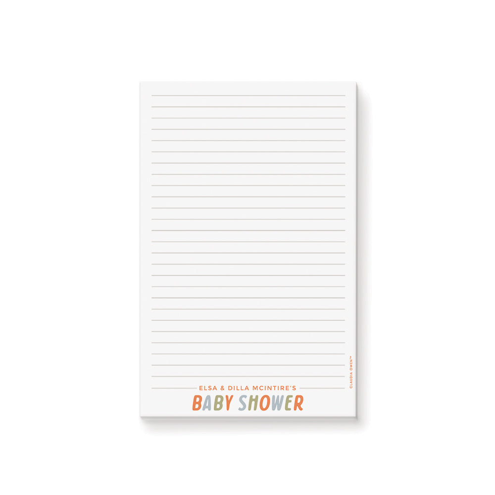 Personalized Baby Shower Notepad Colorful Party Favor