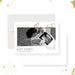 Personalized baby shower photo save the date card with elegant gold script-front-back
