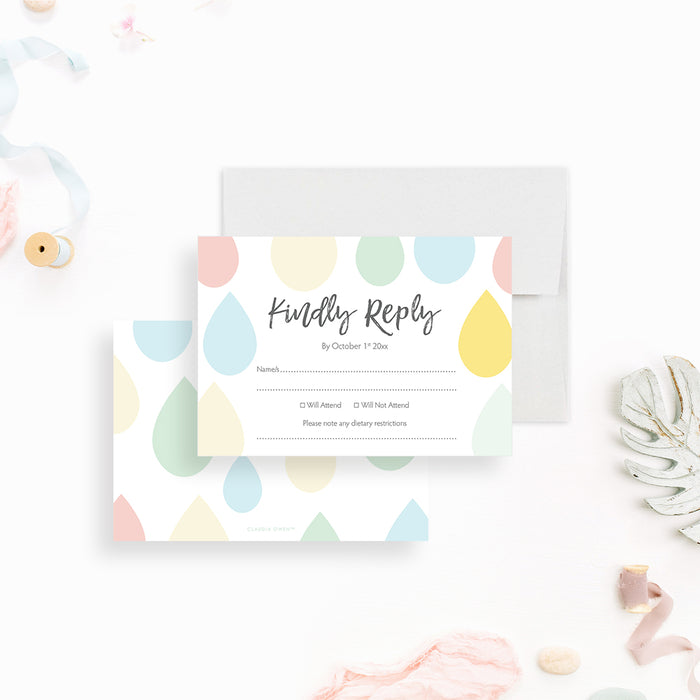 Colorful Raindrop Baby Shower Invitation with Photo