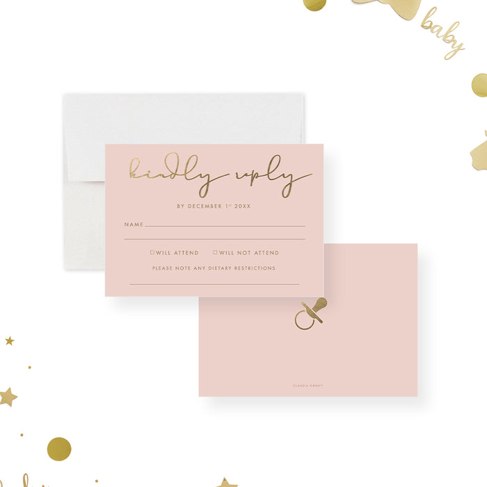 Personalized Baby Shower Invitations with Maternity Photo, Baby Shower Invitations with Pregnancy Photo in Pink and Gold