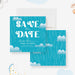 Baby shower save the date card with clouds and raindrops design-front-back