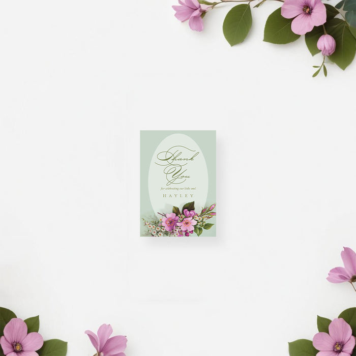 Floral Baby Shower Invitation Green and Pink Spring Design