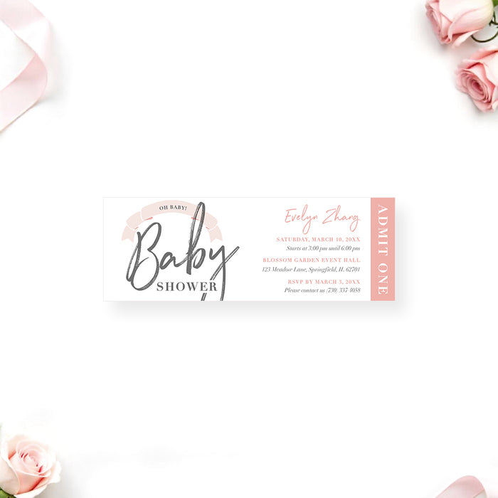 Personalized Baby Shower Invitation Blush Pink Theme for Girls