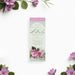 Floral ticket invitation featuring a pastel green background, pink and white flowers, customizable for baby showers, bridal showers, birthdays, or spring events.