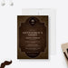 Bachelor party invitation with gentleman’s night theme, masculine vintage design with mustache and top hat illustration.