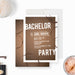 Modern bachelor party invitation with brown beer ring design-front-back