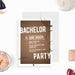 Modern bachelor party invitation with brown beer ring design-front
