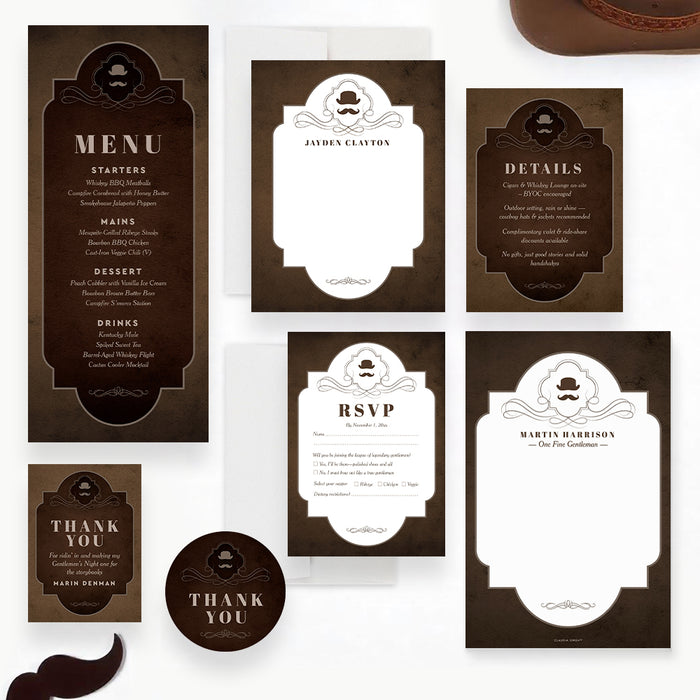 Gentlemens Night Invitation Vintage Bachelor Party Invite