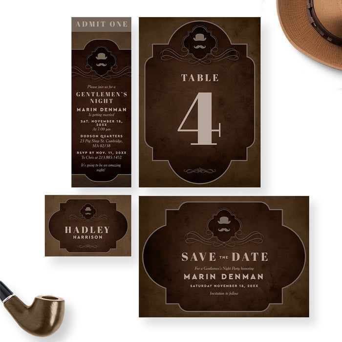 Gentlemens Night Invitation Vintage Bachelor Party Invite