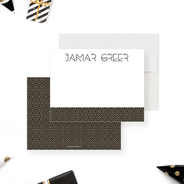 Bachelor party thank you card black gold personalized-front-back