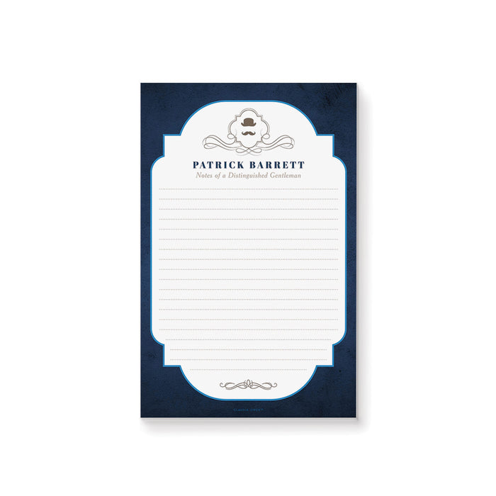 vintage gentleman personalized notepad with top hat and mustache masculine stationery design for men