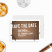 Rustic save the date card for a bachelor party featuring a brown drink ring design, customizable with the groom’s event details.-front