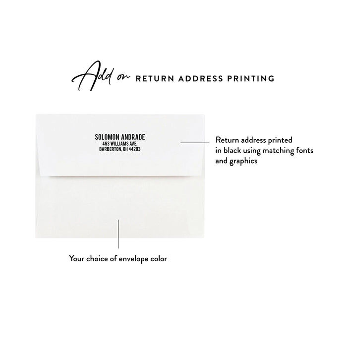 Optional return address printing example on a white envelope for bachelor party thank you cards with stocking legs.
