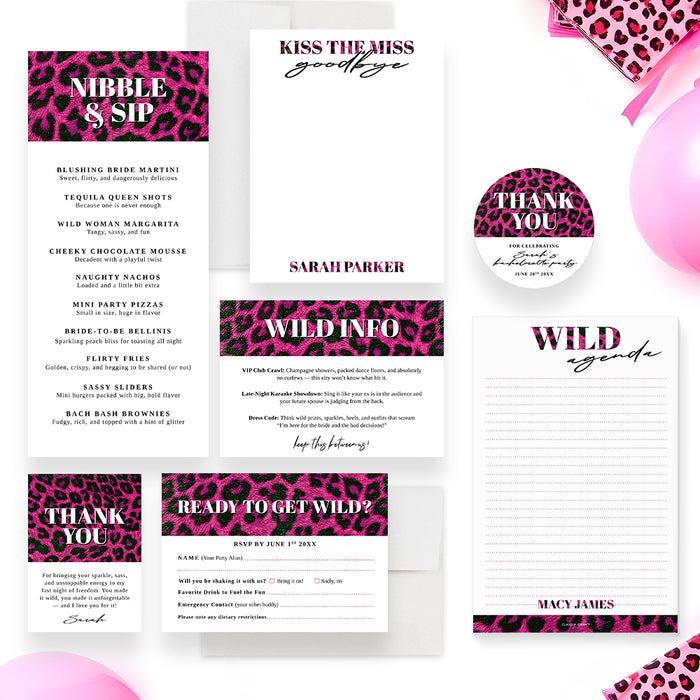Bachelorette Party Invitation with Pink Leopard Print Design