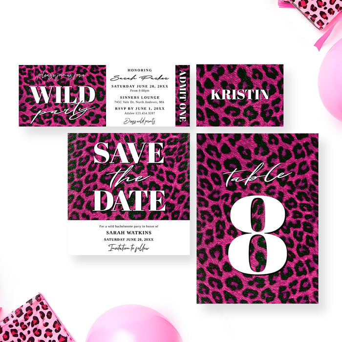 Bachelorette Party Invitation with Pink Leopard Print Design