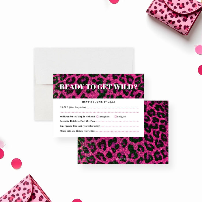 Bachelorette Party Invitation with Pink Leopard Print Design