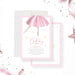 Birthday invitation with a ballerina in a pink tutu illustration, ideal for a ballet-themed party celebration.-front-back