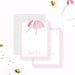 Personalized note card with a ballerina in a pink tutu design for kids' or girls' stationery.-front-back