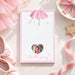 Personalized ballerina notepad with a pink tutu dancer illustration and heart-shaped photo area, perfect as custom stationery for ballet-themed birthdays.