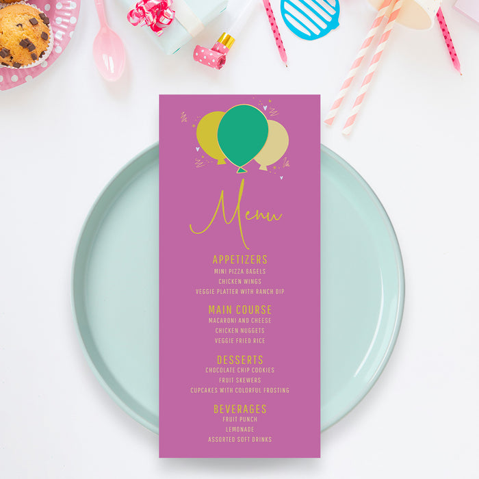 Balloon Themed Birthday Invitation with Photo, Bright and Playful 6th 7th 8th 9th 10th Kids Birthday Party Invite