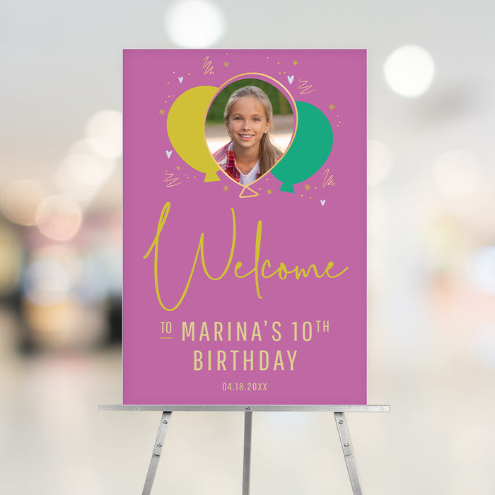 Balloon Themed Birthday Invitation with Photo, Bright and Playful 6th 7th 8th 9th 10th Kids Birthday Party Invite