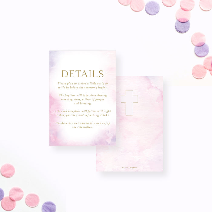 Pink Watercolor Baptism Invitation Christening Celebration