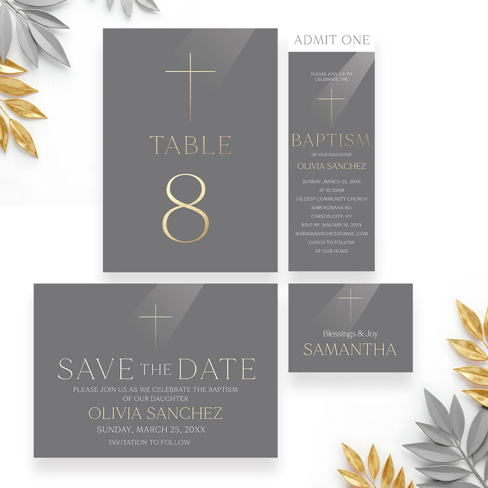 Baptism Invitation Elegant Christening Card