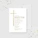 Elegant baptism invitation template with gold cross design for Catholic christening or religious celebration digital file